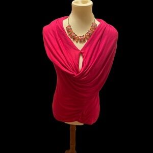 Jennifer Lopez Hot Pink Drape Blouse